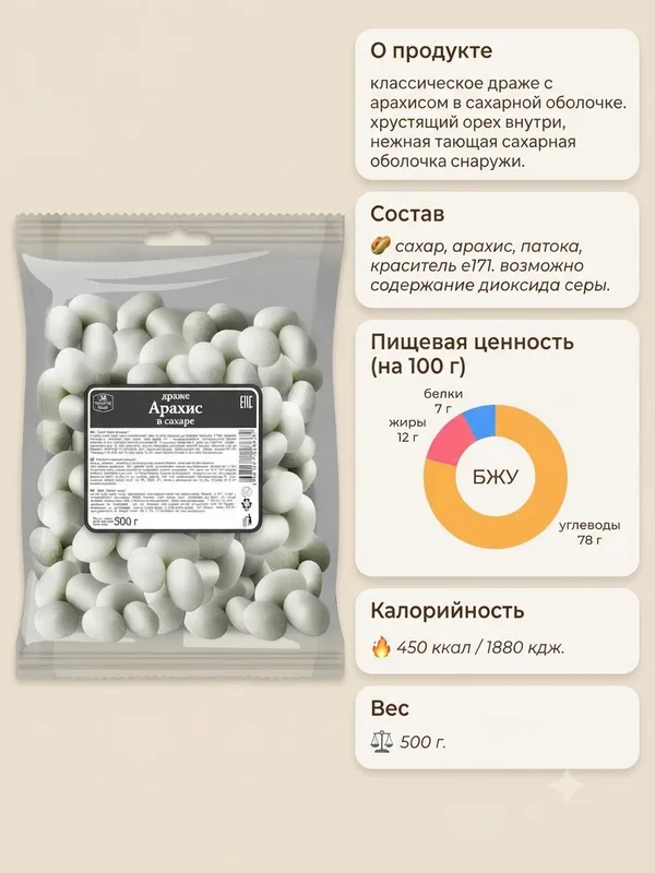 Арахис в сахаре, 500 г, Фото 3