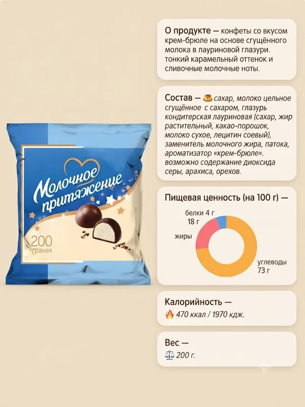 Конфеты «Молочное притяжение», 200 г, Фото 3