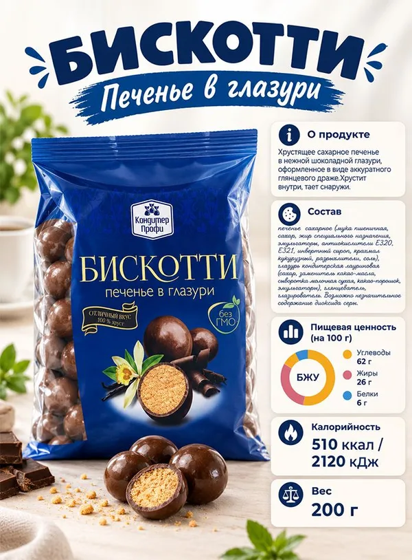 Драже «Бискотти», 200 г, Фото 3