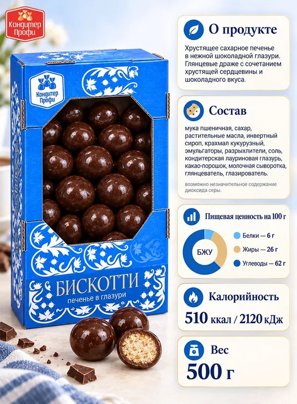 Драже «Бискотти», 500 г, Фото 3