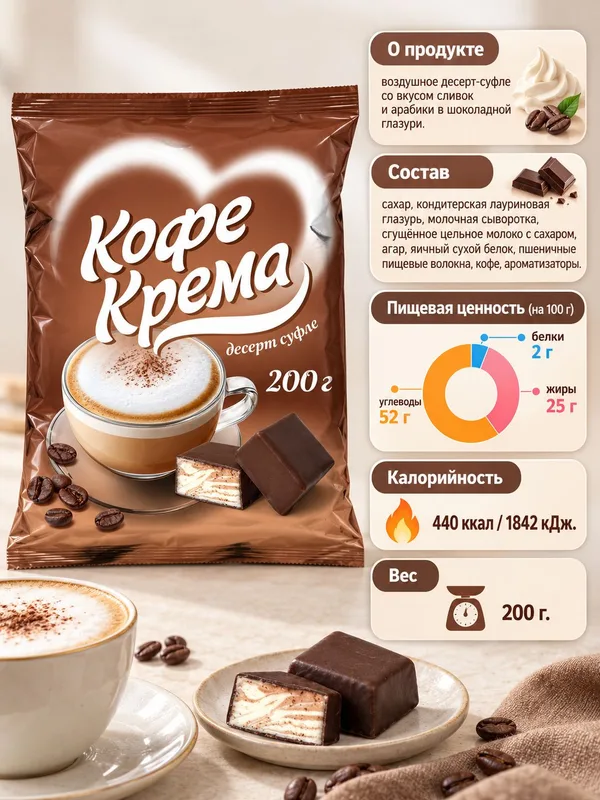 Десерт-суфле «Кофе Крема», 200 г, Фото 3
